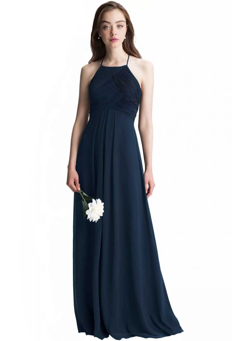 Chiffon Halter A-line Bridesmaid Dress 7001